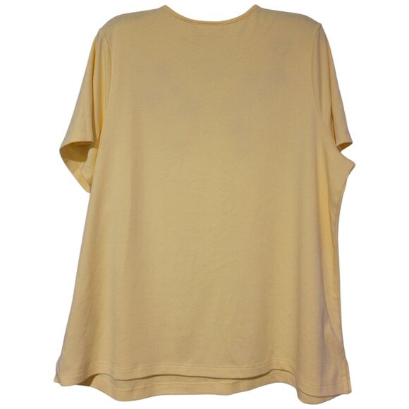 Quacker Factory Womens Beaded Embroidered Floral Blouse Yellow XL - Picture 4 of 5